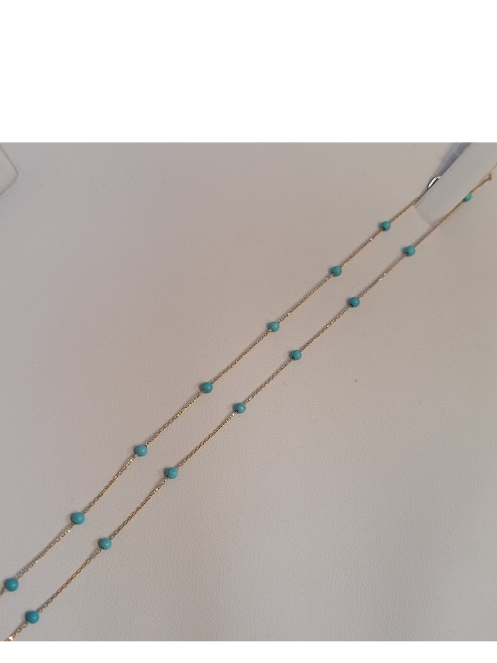 Stefano 14k Yellow  Solid  Gold Station Necklace with Turquoise Beads